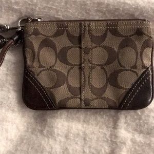 Coach brown wristlet